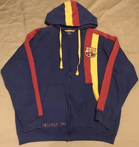 Mens Pullover Hoodie Jacket Barcelona FCB Spain Soccer Navy Blue Sz Large - Picture 1 of 6