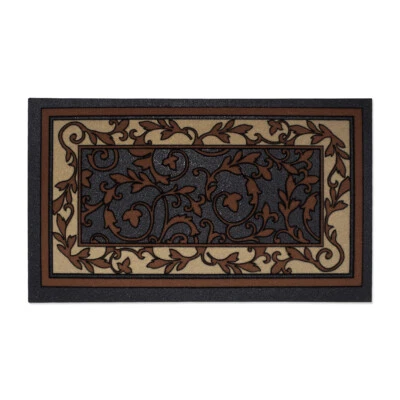 Tappeto Zerbino Gomma Ingresso Resistente Romantico Foglie Marrone Pelo Corto - Immagine 1 di 2