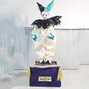 Music Automata Doll Sankyo Madam Verte Gorham Harlequin Pierrot 17” - Halloween - Picture 1 of 12