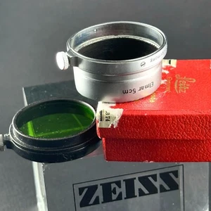 Leitz Leica Elmar 5cm 50mm Lens Hood & Green Filter camera 35mm photo Fison - Picture 1 of 24