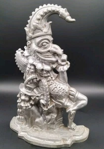 DE COLECCIÓN PUNZÓN DE HIERRO FUNDIDO TOPE DE PUERTA BUFÓN DE CORTE CON PERRO EN ACABADO PLATEADO  - Imagen 1 de 10