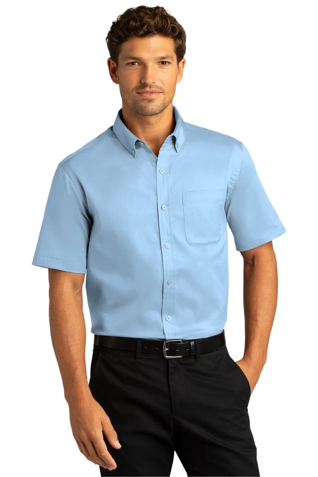 Camisa de vestir Port Authority W809 para hombre manga corta SuperPro React sarga Foto 1 de 1