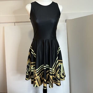 LIVING DEAD CLOTHING Womens Dress Size S Skater Black Yellow Stripe Stretch - Foto 1 di 7