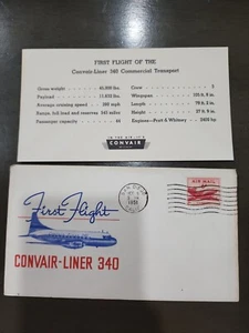 1951 Convair-Liner 340 Maiden Flight and Information Card - Hard to find - Picture 1 of 4
