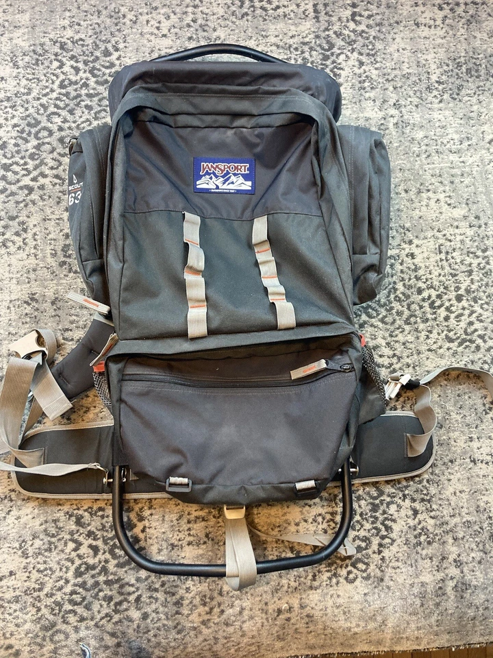 Mochila de Senderismo Ligera Marco Externo Jansport Scout 63 Gris Paquete Camping Foto 1 de 4