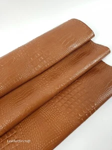 Chipmunk Semi Shine Croco Alligator Leather Embossed Texture Relief 2018 V2 - Picture 1 of 3