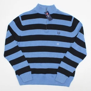 NEW Chaps Men's 1/4 Zip Polo Sweater Mock Color Block Striped Size Large - Picture 1 of 9