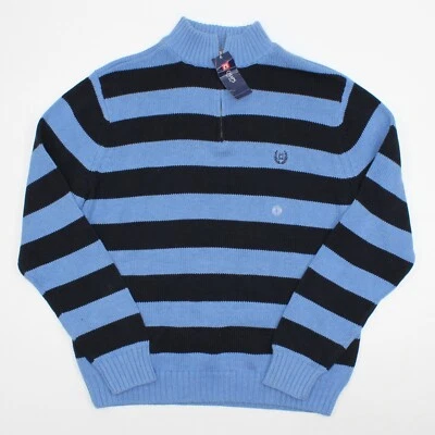 NEW Chaps Men's 1/4 Zip Polo Sweater Mock Color Block Striped Size Large - Image 1 of 4