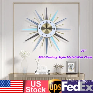 Simple Nordic Vintage Style Mid Century Starburst Wall Clock Wall Watch Decor - Picture 1 of 15