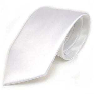 TigerTie Designer Satin Krawatte weiss schneeweiss uni - Binder Tie Cravatte - Bild 1 von 5