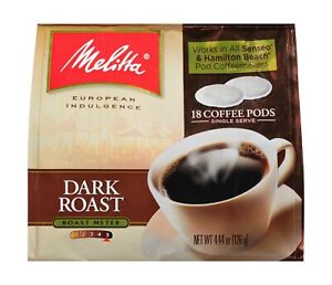 Melitta Coffee Pods for Senseo & Hamilton Beach Pod Brewers, Dark Roast, 18 C...