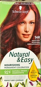 3x Schwarzkopf 568 Natural & Easy Nourishing Permanent Color Intense Red Rot - Picture 1 of 6