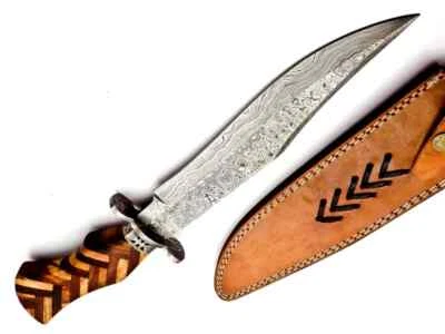 Cuchillo Bowie súper afilado de 18 pulgadas hecho a mano de acero Damasco cuchillo de caza Foto 1 de 4