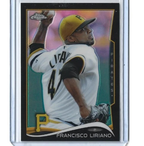 2014 TOPPS CHROME BASEBALL FRANCISCO LIRIANO BLACK REFRACTOR CARD #115   033/100 - Image 1 of 2