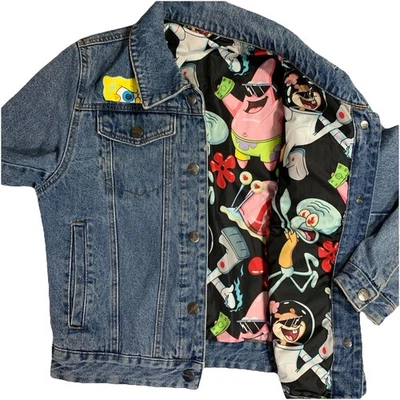 Members Only Nickelodeon Denim Jacket Women’s L Blue Reversible Cartoon Mash Foto 1 de 4