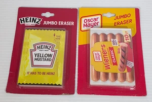 2 Jumbo Erasers Oscar Mayer Wieners & Heinz Yellow Mustard - Picture 1 of 5