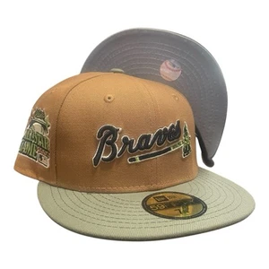 New Era x TBG Atlanta Braves Script 59FIFTY Fitted Hat Men's Size 7 1/4 - Picture 1 of 5
