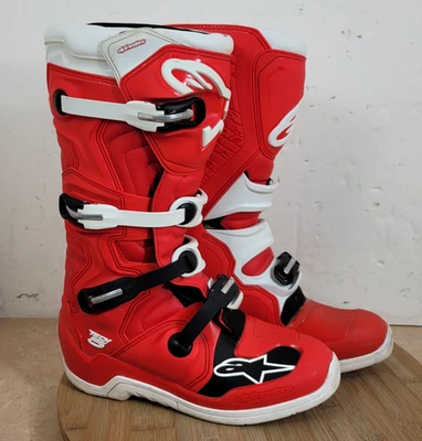 Alpinestars Tech 5 Red & White Motocross Boots Mens Size 12 — 第 1/4 张图片