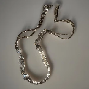 Brighton BALI HAI Silver Braided Wheat Link Heart Scroll Adjustable Belt Size L - Picture 1 of 13