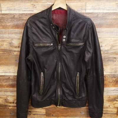 Superdry Chaqueta De Cuero Talla M Hombre Cremallera Completa Marrón Foto 1 de 4