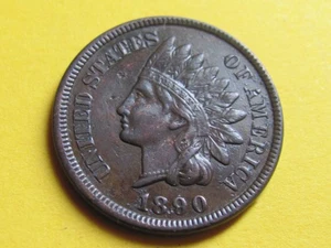 1890  INDIAN HEAD CENT HIGHER GRADE - Picture 1 of 2