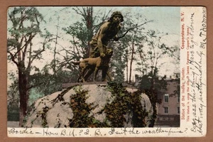 Indian Hunter Statue James Fenmore Coopers Home Cooperstown NY 1906 UDB Postkarte - Bild 1 von 2