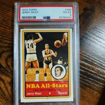 1973 Topps Jerry West #100 PSA 4 - Image 1 of 2