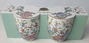 RINGTONS Chrysanthemum Twin Beakers Mugs Fine Bone China Floral H10.5cm NEW - Picture 1 of 9