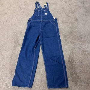 Vintage Carhartt Denim Bib Overalls Carpenters RO7 DST Size 44x32 NWT - Picture 1 of 6