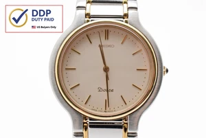 Vintage 1987 [NEAR MINT] Seiko Dolce 7741-6050 Quartz White Dial Watch JAPAN - Bild 1 von 16