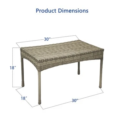 Mesa de centro de mimbre para patio Jeco Clark en gris Foto 1 de 4