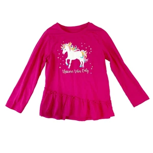 Garanimals Top Girls Size 5T Pink Unicorn Rainbow Ruffle Long Sleeves - Picture 1 of 3