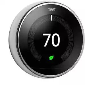 Google Nest Learning Thermostat Programmable Smart 3rd T3019US - Polished Steel - Picture 1 of 10