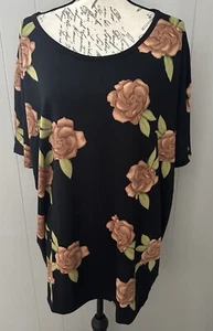 NEW RELEASE Lularoe Irma Tunic Top Shirt Size 2XL Black Rose Flower Print - Picture 1 of 4