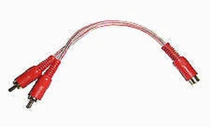 1 FEMALE TO 2 MALE OFC PHONO Y LEAD SPLITTER FOR RADIO STEREO HEADUNIT. NEW - Picture 1 of 1