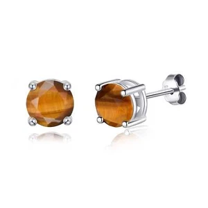 Sterling Silver Tigers Eye Gemstone Earrings - Picture 1 of 6
