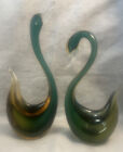 Archimede Seguso Glass Pair Of Sommerso Swans Mid Century Modern Italy  Murano
