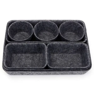 8pc Felt Fabric Closet Organizer Bin Set Office Desk Drawer Dividers Tray AUS - Picture 1 of 8