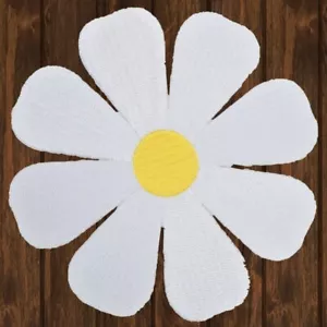 Large Yellow & White Daisy Embroidered Patch — Iron On - Picture 1 of 1