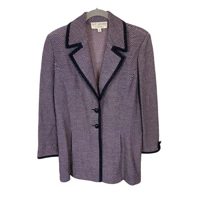 Женский блейзер St. John Collection размер 6 черный бледно-розовый вязаный шеврон для выставочных работ собак - Изображение 1 из 4