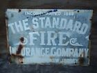 Antique Porcelain THE STANDARD FIRE INSURANCE COMPANY Sign Trenton NJ 12 by 18