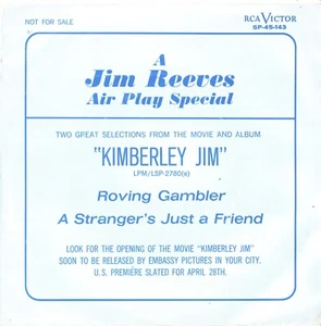 JIM REEVES-AIR PLAY SPECIAL PROMO ONLY PICTURE SLEEV+45-(KIMBERLY JIM)--PS--PIC - Picture 1 of 2