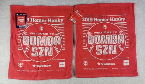 Minnesota Twins Homer Hanky 2019 BOMBA SZN Red Rally Towel Playoffs 2019 (Qty 2) Cover