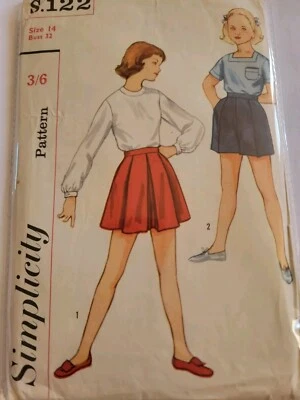 Authentic 50s Simplicity Sewing Pattern S.122 Girls Shorts& Blouse Size 14 - Image 1 of 2