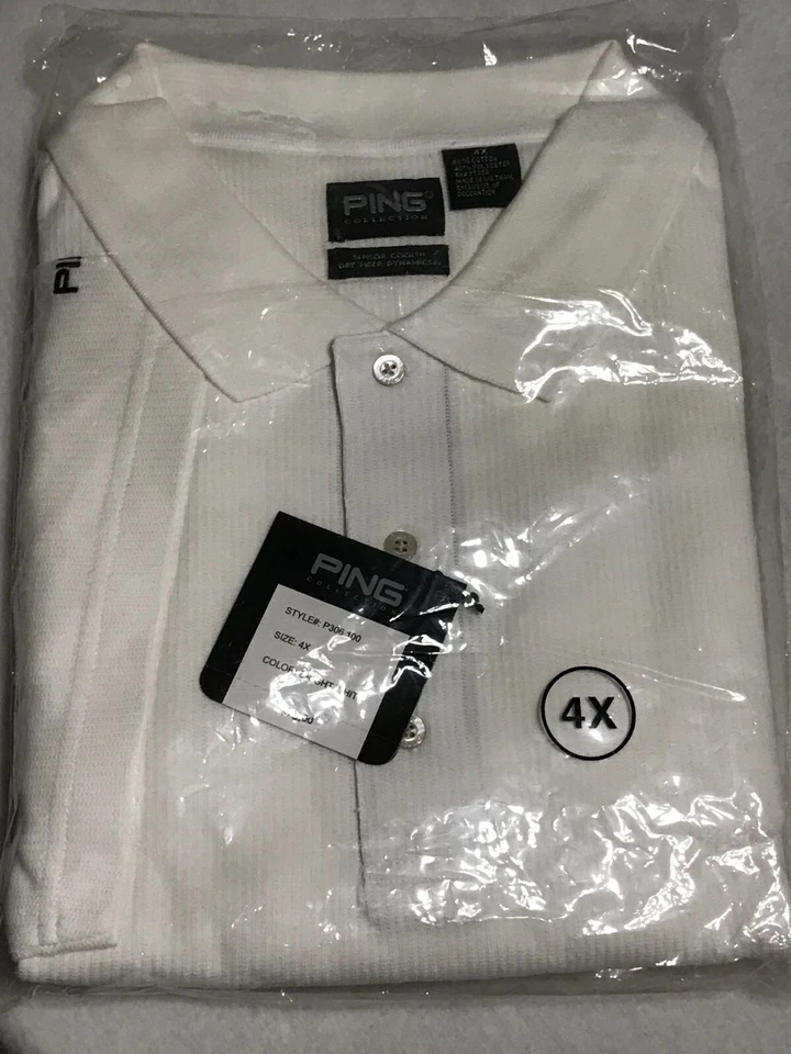 Ping Sensor Cool Golf Shirt Dry Fiber Dynamics White 60/40 Men's Size 4XL NEW - Image 1 of 4