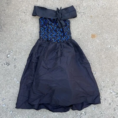Vestido de graduación JESSICA MCCLINTOCK Gunne Sax para mujer años 80’s 13/14 negro azul lentejuelas Foto 1 de 4