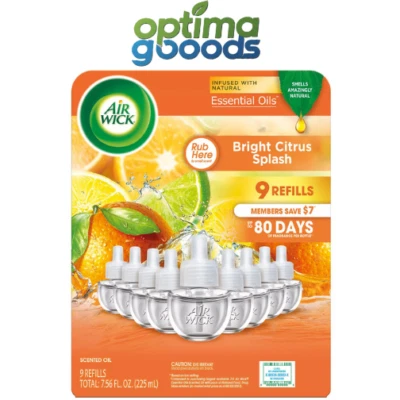 Refil de óleo perfumado Air Wick cítrico brilhante pacote com 9 purificador de ar doméstico - Imagem 1 de 4
