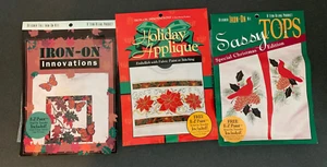Iron-On Applique Kits Set of 3 Fall Leaves Christimas Poinsettias and Cardinals - Picture 1 of 7