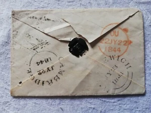 1d pink preprinted stationery envelope 1844 with wax seal one penny pink stamp - Picture 1 of 4