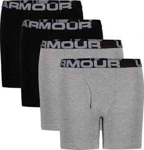 NEW Boy's Under Armour 4 Pack Gray Black Boxer Briefs Size Small - Picture 1 of 6